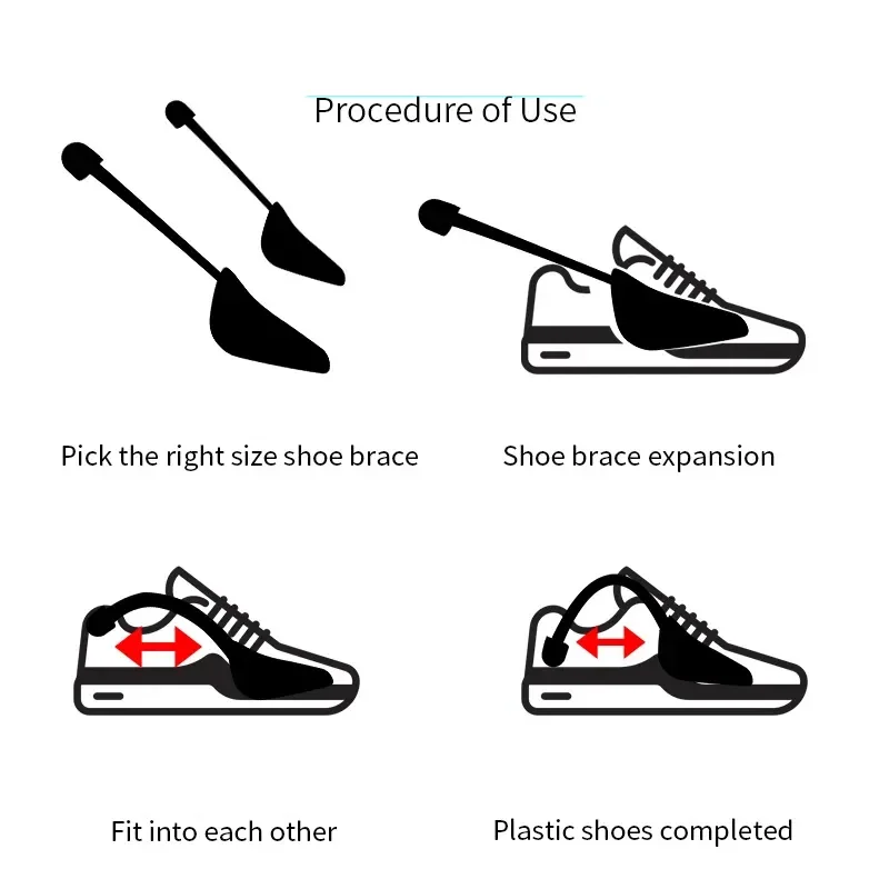 1 زوج العملي البلاستيك قابل للتعديل طول دائم الأسود النساء الرجال 2-Way الأحذية نقالة شجرة المشكل حذاء نقالة Holder2027 #4