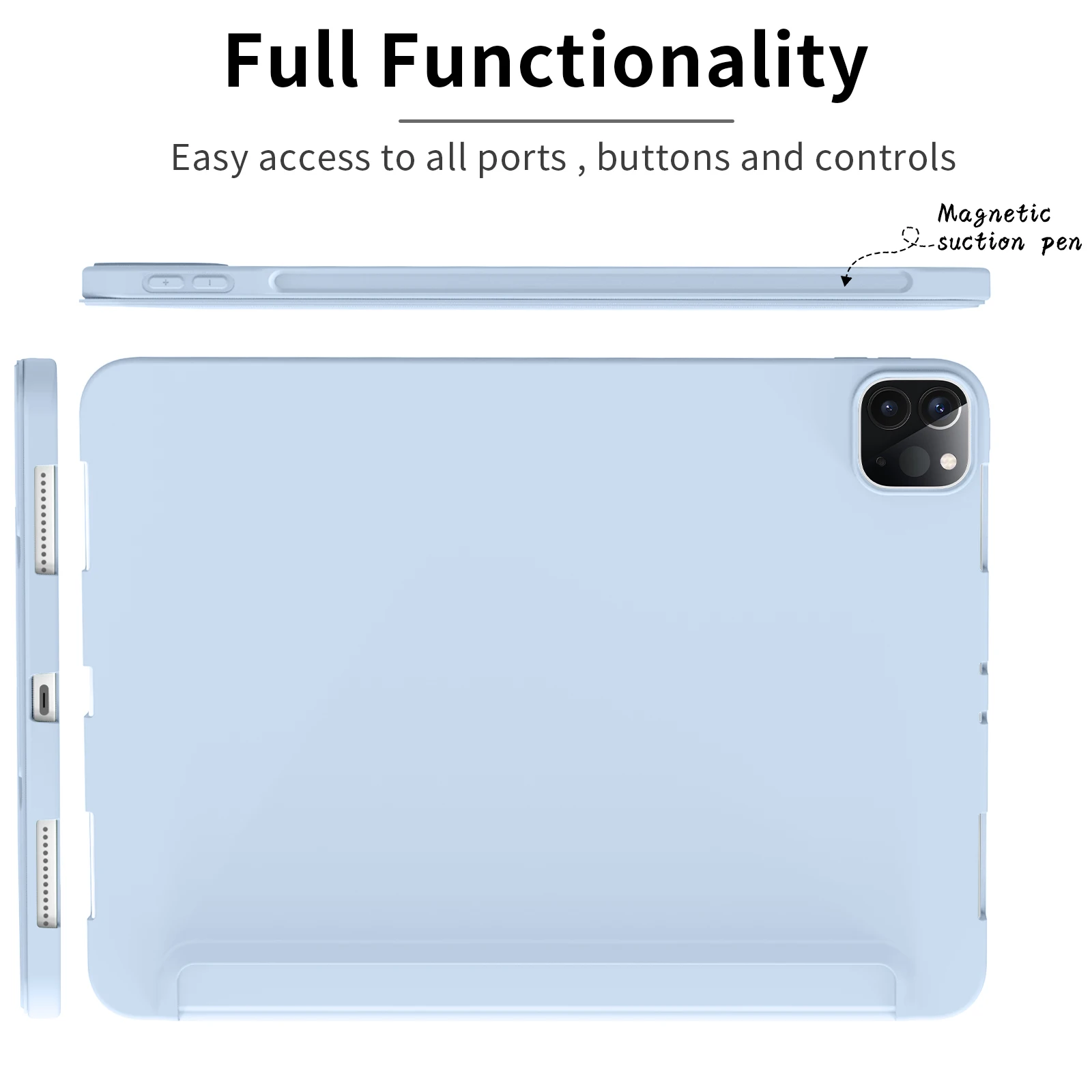 Case for iPad Pro 11-Inch, 2022/2021/2020/2018 Model (4th/3rd/2nd/1st Generation) Magnetic Flip Smart Cover Soft Silicone Shell