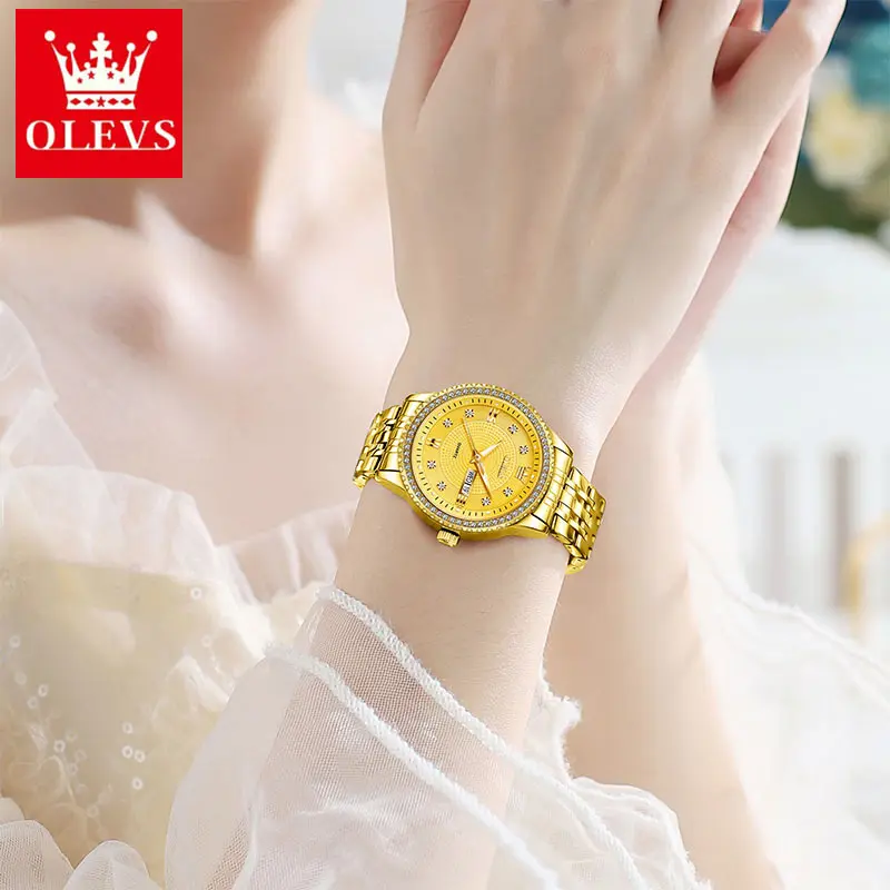 OLEVS Casual Fashion Watches for Women Original Waterproof Stainless Steel Quartz Lady Wrist Watch Elegant Luxury Women Watches