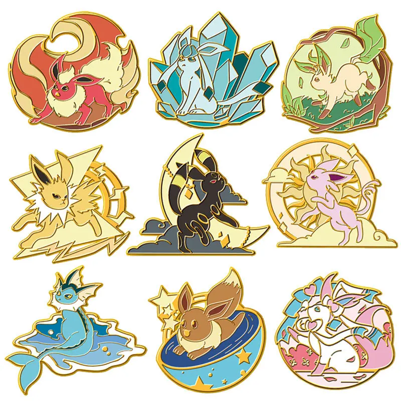 Anime Pokemon Eeveelution Eevee Enamel Pins Cartoon Metal Brooch Badge Fashion Jewellery Clothes Hat Backpack Accessory Gifts