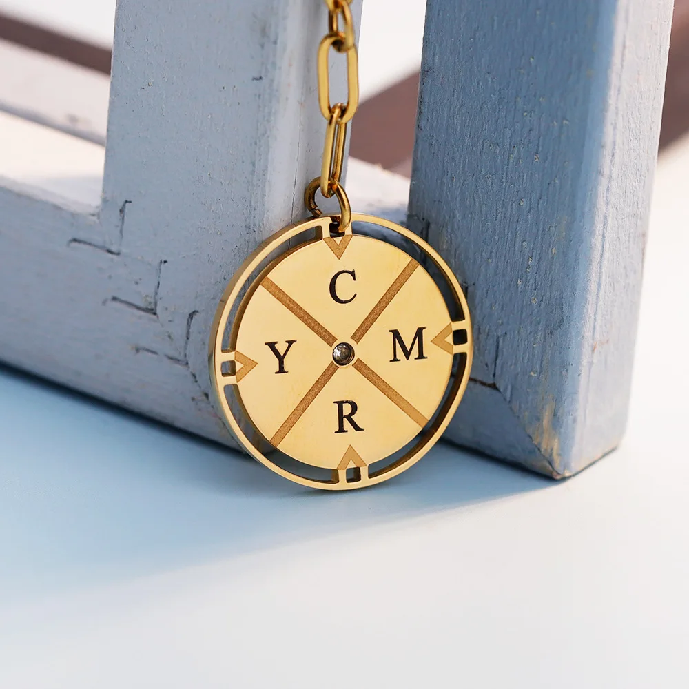 DOREMI Trendy Unisex Lock Chain Jewelry Customizable Romantic Gift Personalized Engraved Initial Letter Compass Pendant Necklace