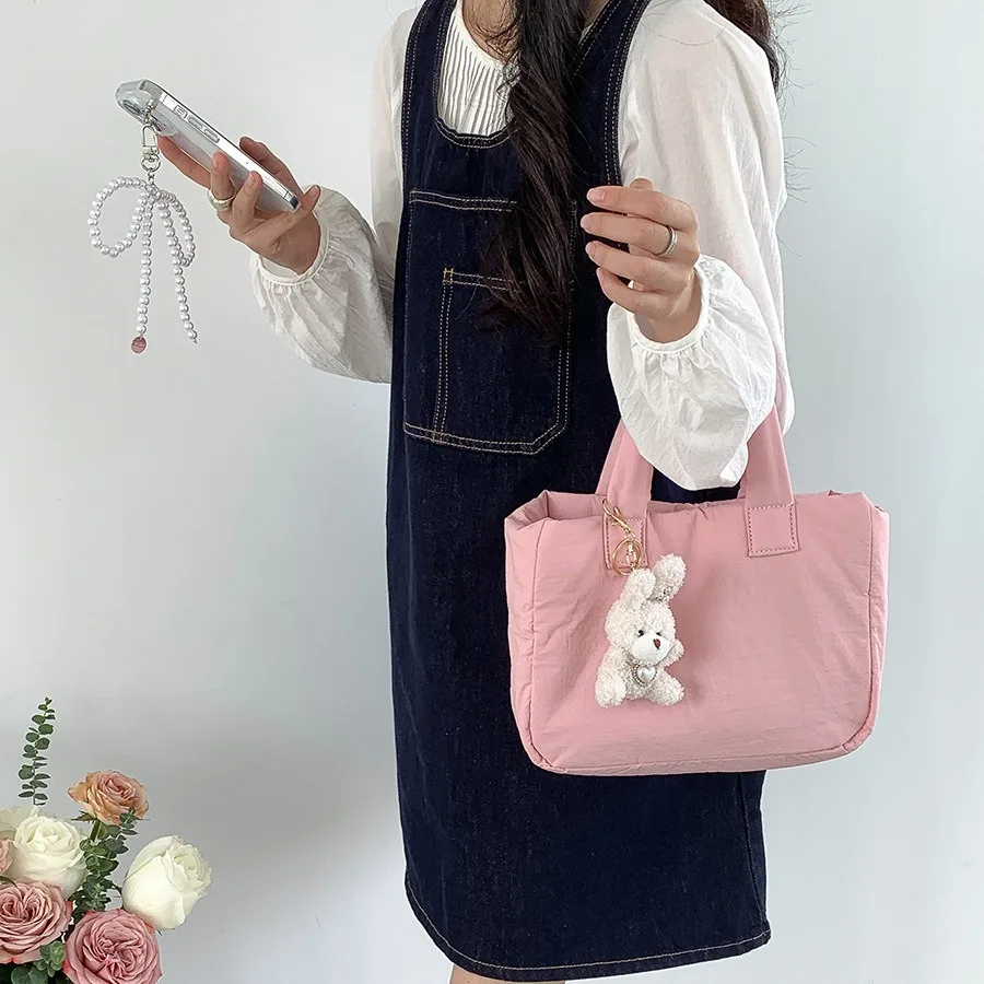 Casual Tote Bags for Women 2024 New Designer Padded Handbags Soft Quilting Shoulder Bag Small Shopper Purses Female Clutch Chic