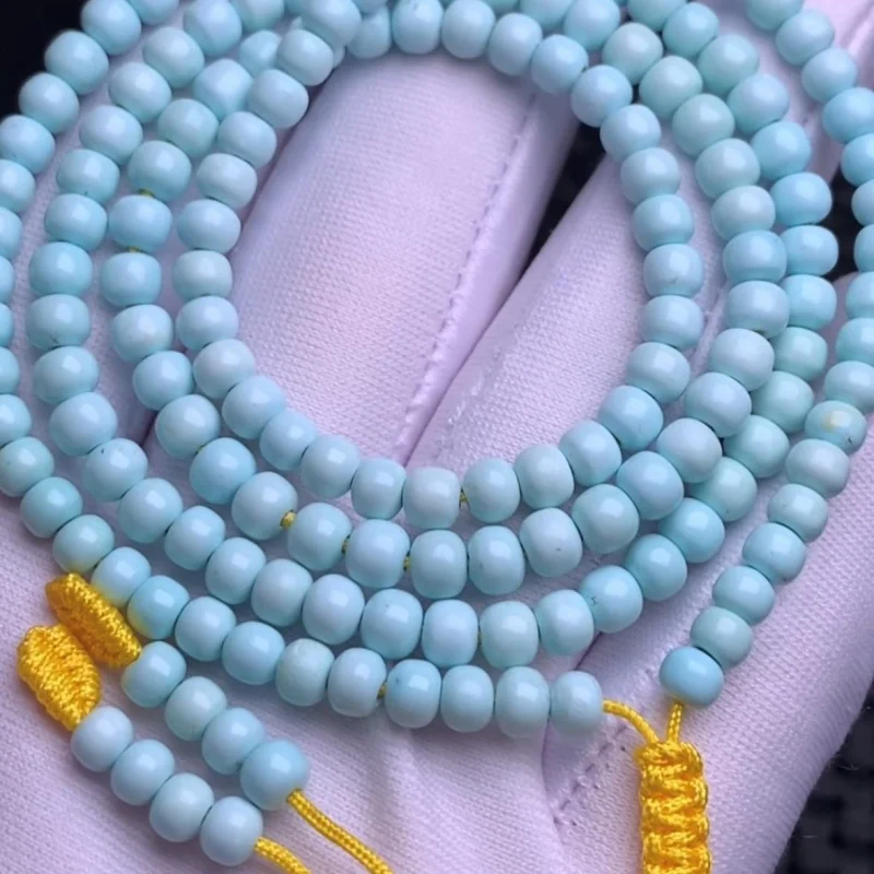 

Raw Ore Turquoise Old Necklace Wholesale Four-Ring Bracelet Dual-Use Clean and Refreshing High Porcelain Jelly