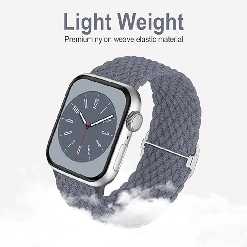 Pulseira de Nylon Elástico, Banda para iWatch Series 10, 9, 8, SE, 6, 7, Ultra, 44mm, 40mm, 49mm, Cinta de Laço Trançado para Apple Watch, 45 milímetros, 41 milímetros, 46 milímetros, 42 milímetros