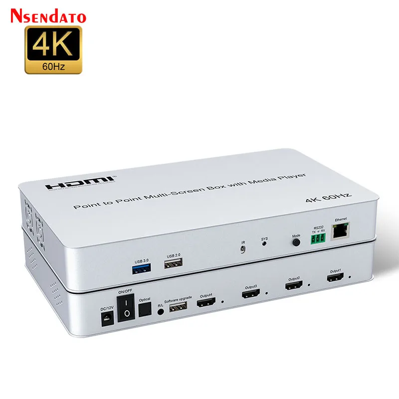 4K 60hz 2x2 نقطة إلى نقطة متعددة الشاشات HDMI صندوق الربط مع مشغل الوسائط HDMI ل U القرص العمودي شاشة أفقية الربط