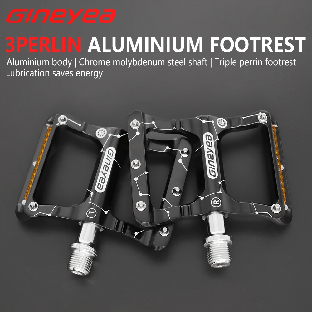 GINEYEA Aluminium Alloy Bike Pedal Seal Bearing MTB Bicycle Pedal With Anti Skid Nails Mountain Bike Accessories