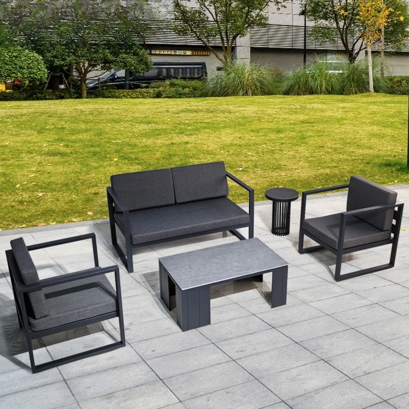 

Modern simple outdoor leisure sofa combination villa outdoor balcony terrace courtyard aluminum alloy wrought iron furniture