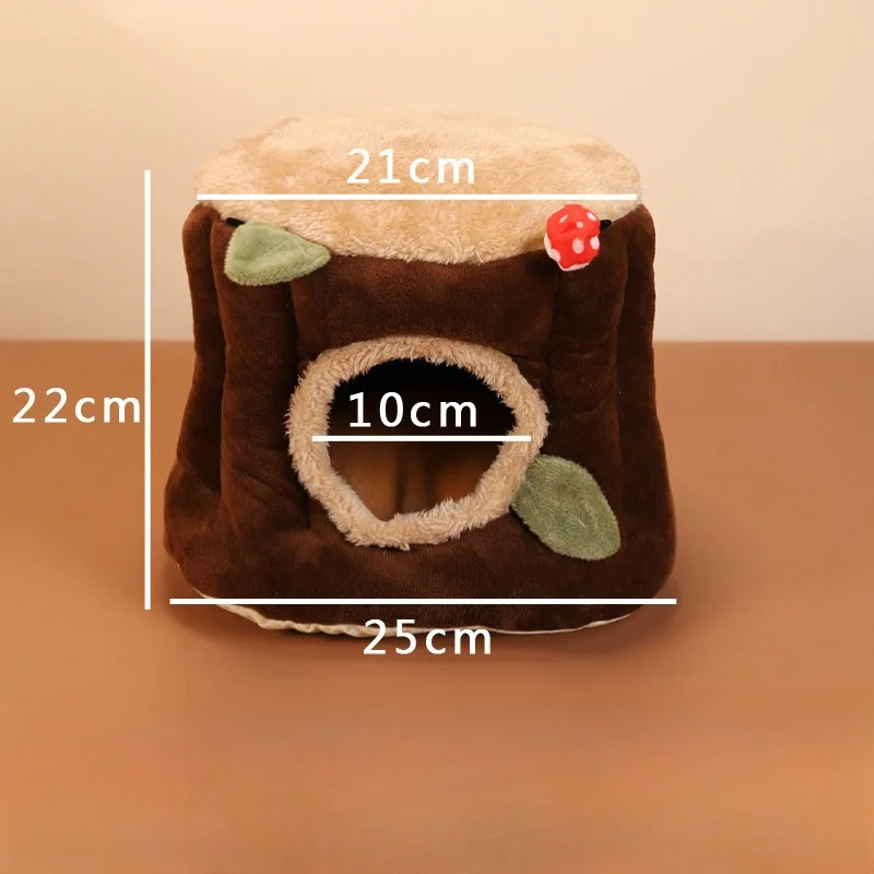كهف هامستر دافئ على شكل جذع شجرة ، سرير قطيفة للحيوانات الأليفة ، خنزير غينيا ، حيوان ، مخبأ ، دافئ ، هامستر ، منازل