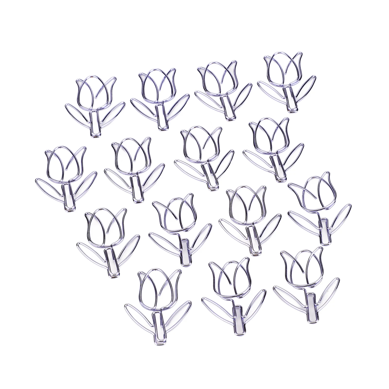 50Pcs Tulip Paper Clips Cute Purple Tulip Design Durable Metal Widely Used Flower Paper Clips for Notebook Bookmark