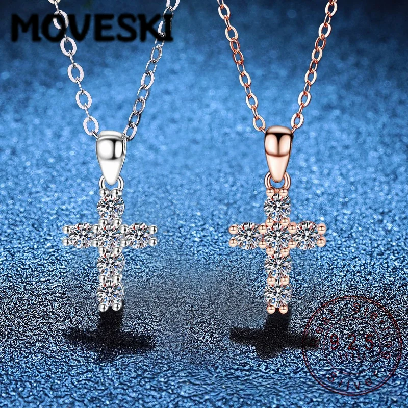 

Кулон-крест MOVESKI с муассанитом, серебро 925 пробы, изящное женское украшение