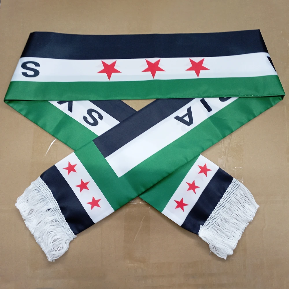 Customize Syria Scarf 15*150cm The Syrian Arab Republic Syrian three Star Scarf Banner For event decoration