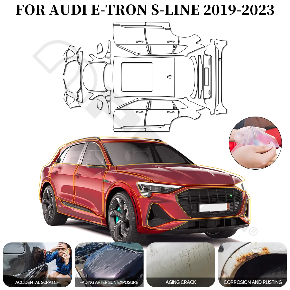 

For AUDI E-TRON 2019-2023 Precut Paint Protective Film TPU 8.5 Mil Scratch-Resistant Self-Healing Clear Film PPF Car Accessories