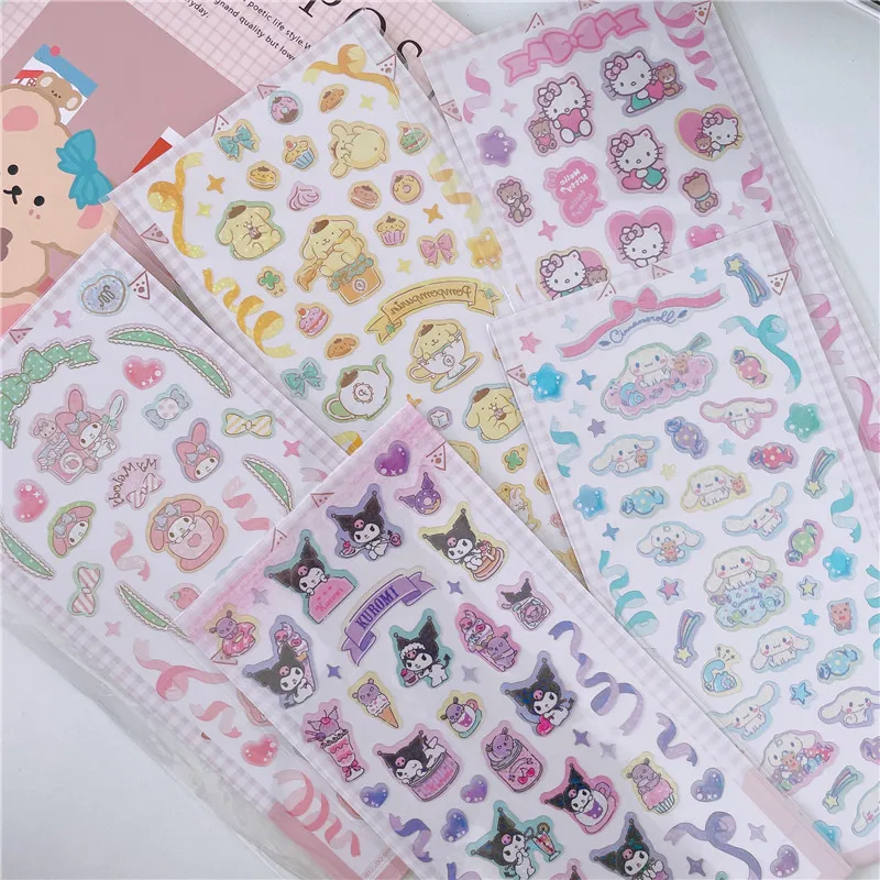 Sanrio Japanese Goo Card Decoration Hand Ledger Decoration Sticker Kuromi Melody DIY Material Toy Kawaii Gift