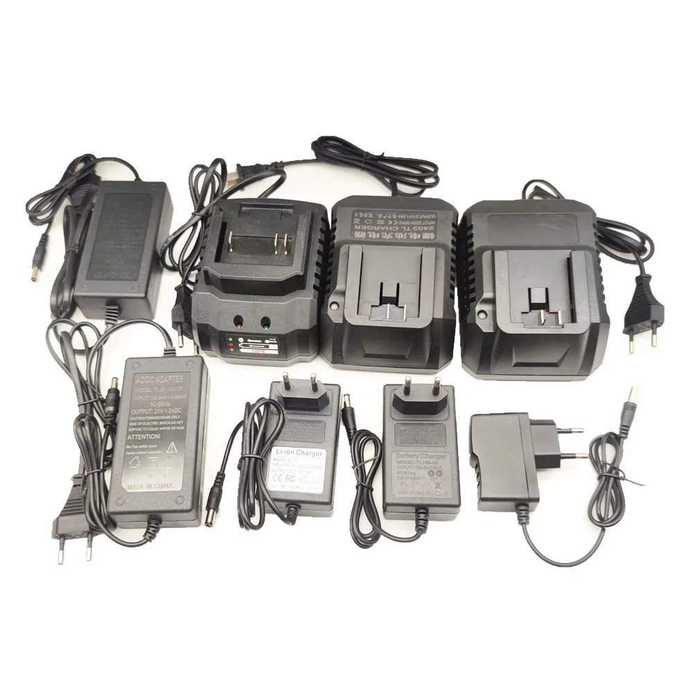 Caricabatterie Per Batteria Litio 18V/21V Con Spina UE – Per Trapano, Smerigliatrice, Ventilatore E Utensili Elettrici, Nero
