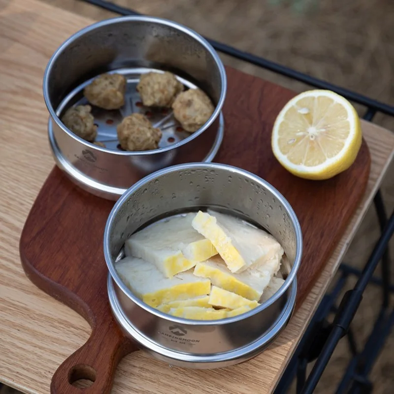 CAMPINGMOON Portatle Outdoor Camping and Picnic Stainless Steel Steamed Bun Steaming Cage Steaming Grid Drawer Steamer Tray view 5