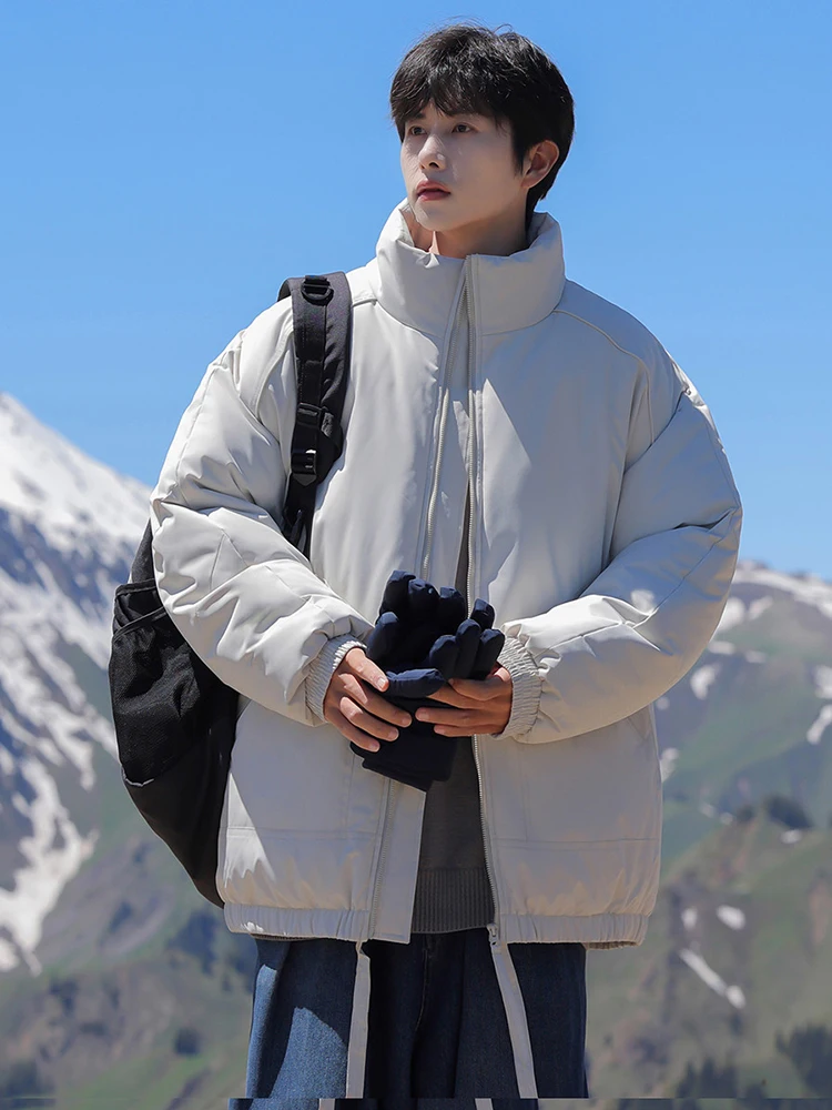 

Мужская повседневная свободная утепленная хлопковая куртка на зиму с воротником-стойкой, наполнителем из полиэстера, длинными рукавами, молодежный модный стиль