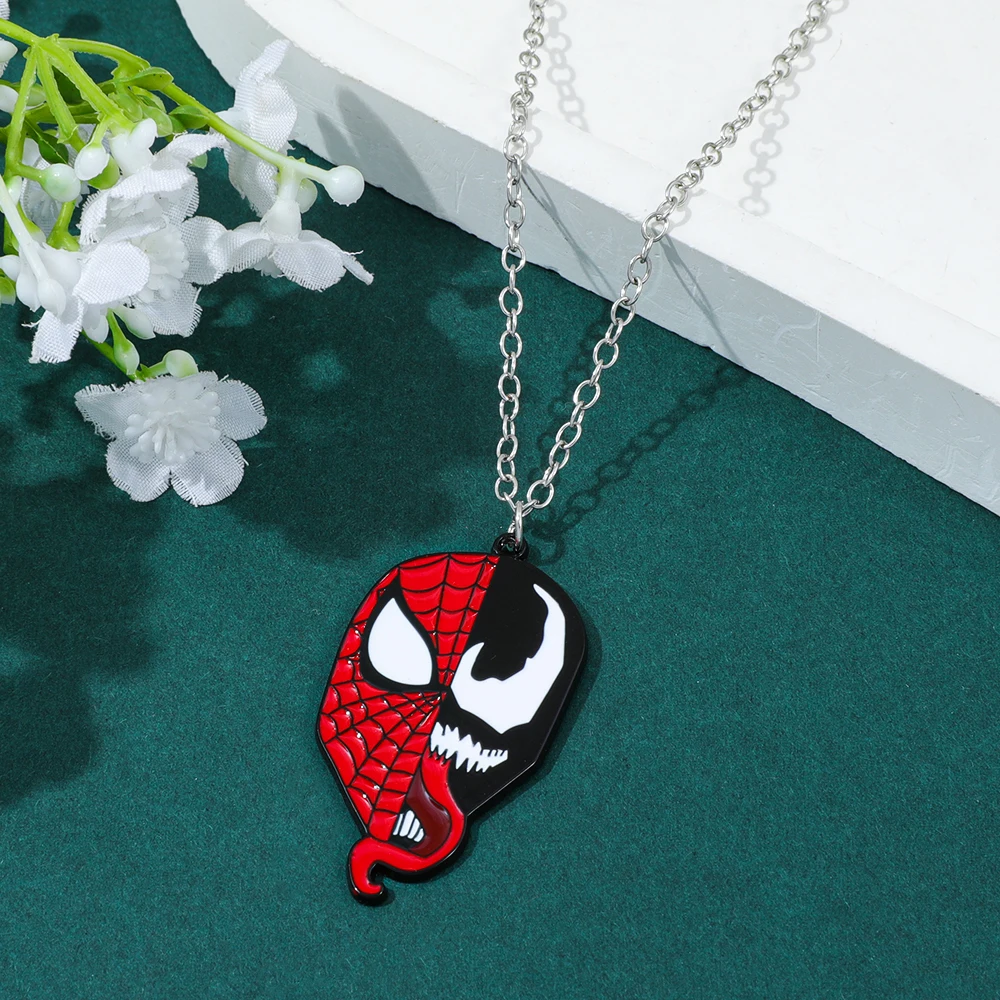 Creative Venom & Spiderman Necklace Superhero Pendant Fashion Jewelry Accessory for Boys And Men Unique Gift Item