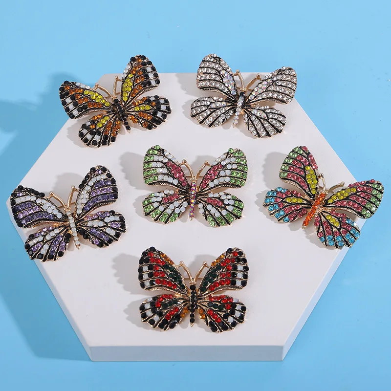 Rhinestone Butterfly Brooch, Glittering , Multi-color Optional, For Women Small Gift