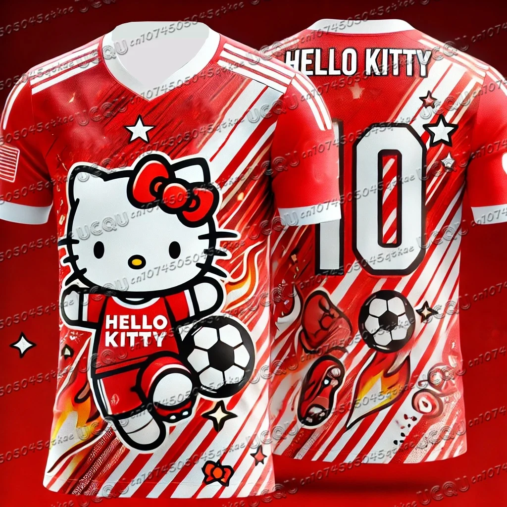 

CHATGPT Designed Hello Kitty Football Jersey 3d Printed Boys Girls Training Women's Sports Short Sleeve Men's T-shirt Tops