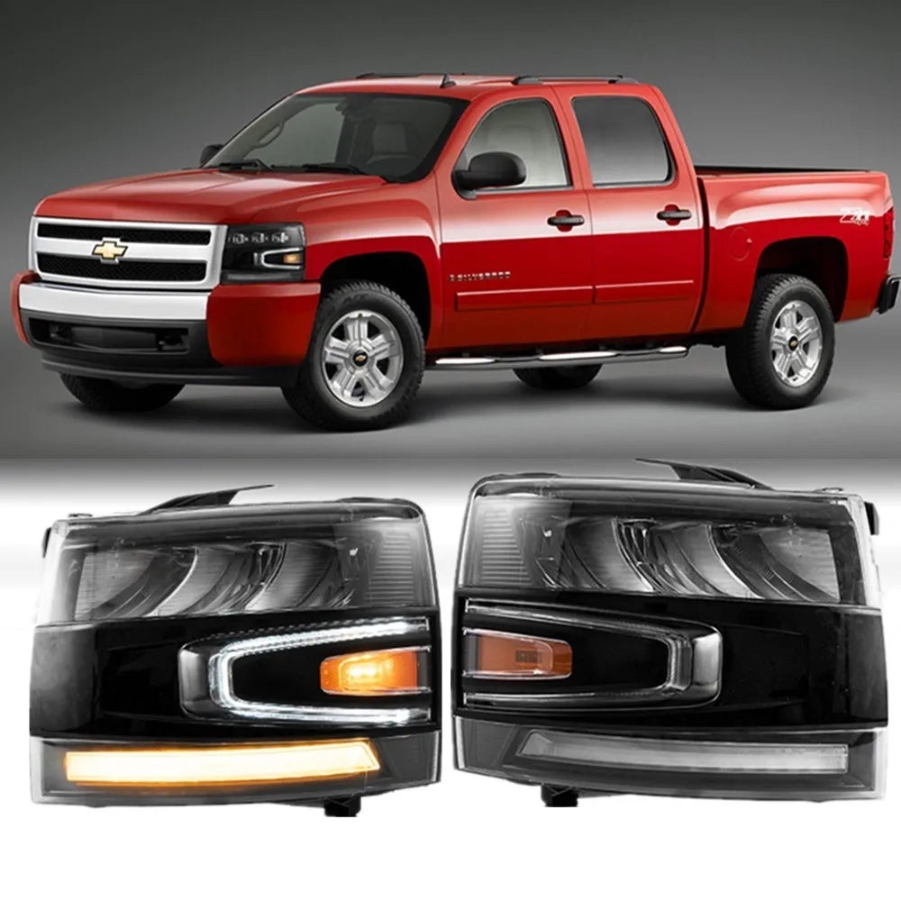

2pc Led Headlight For Chevrolet Silverado 1500 2500HD 3500HD 2007-2013 Chevy DRL Turn Signal Lights Headlamp Assembly