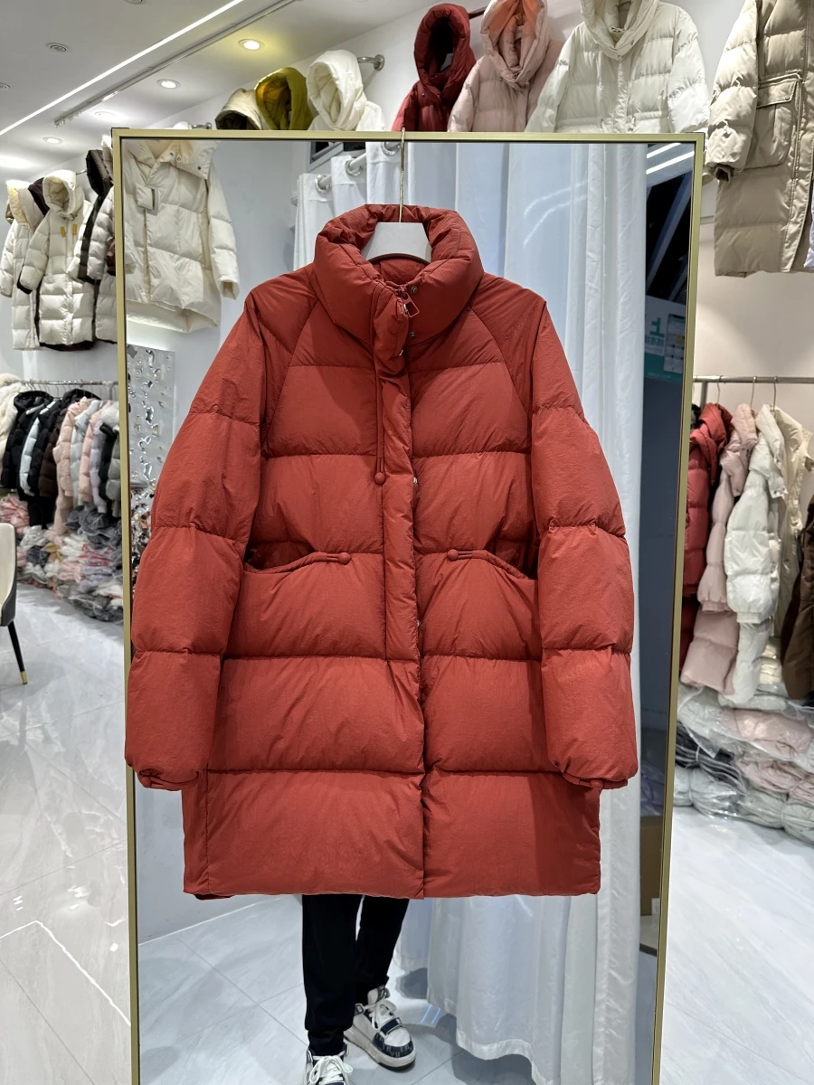 2025年ヨーロッパ冬新作レディースダウンジャケット防風通勤スタンドカラーダウンジャケット