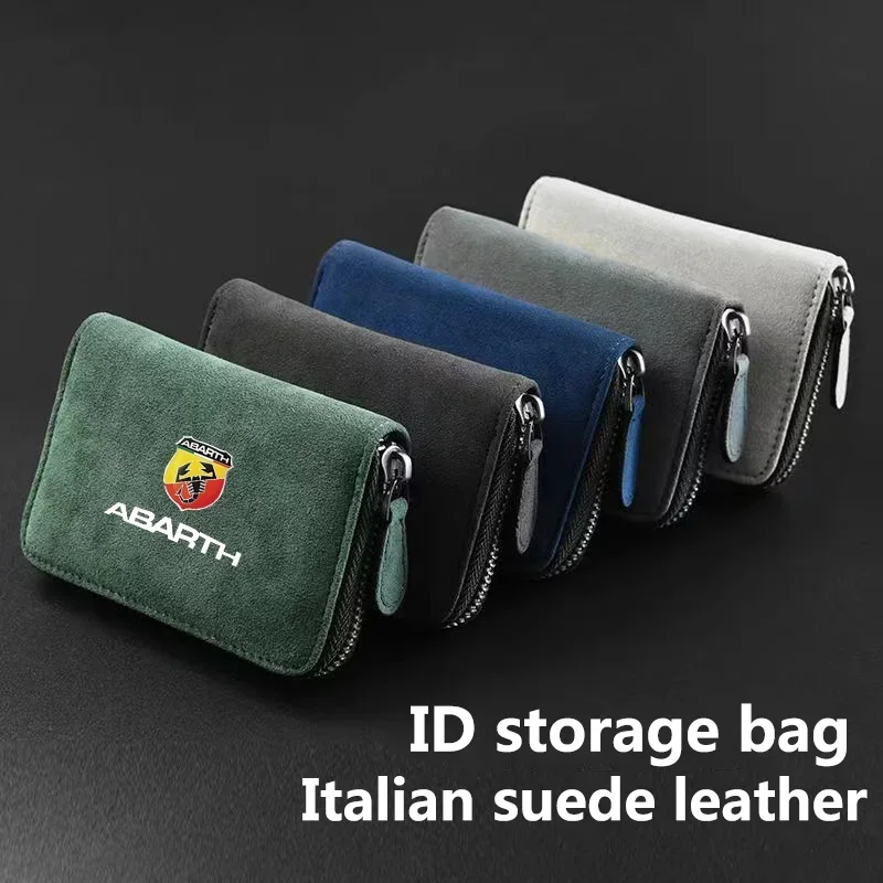 

Car Suede Leather Portable storage box driver's license ID d storage bag For Fiat Abarth 595 Abarth 500 abarth 124 spider