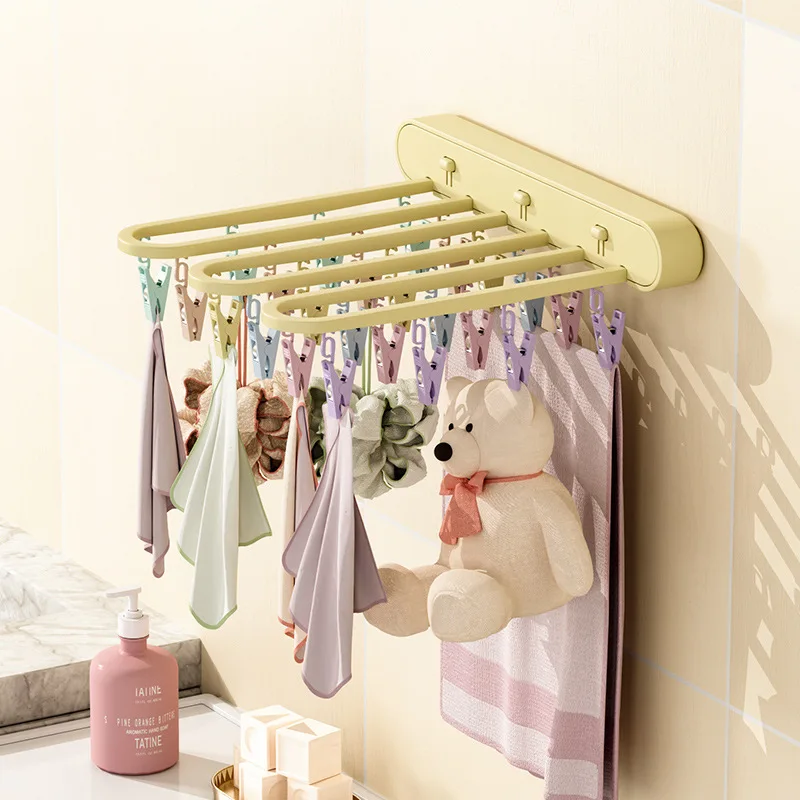 

LTT seamless non-punching viscose multi-functional drying rack folding hanger windproof hook hanger