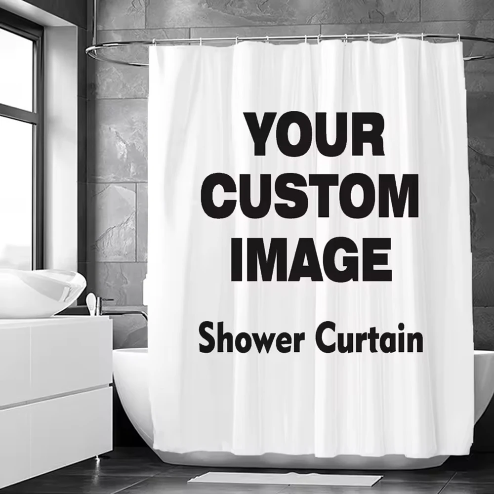 Custom Waterproof Shower Curtain Bathroom Shielding Partition Shower Curtains Quick Dry  Customized Photo Bath Decor With Hooks