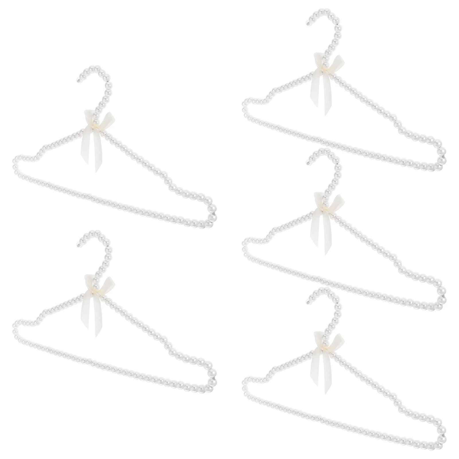 

5Pcs White Pearl Hangers for Bride Wedding Gown Bridesmaid Attire Home Retail Display Smooth Rounded Design Prevent Snagging