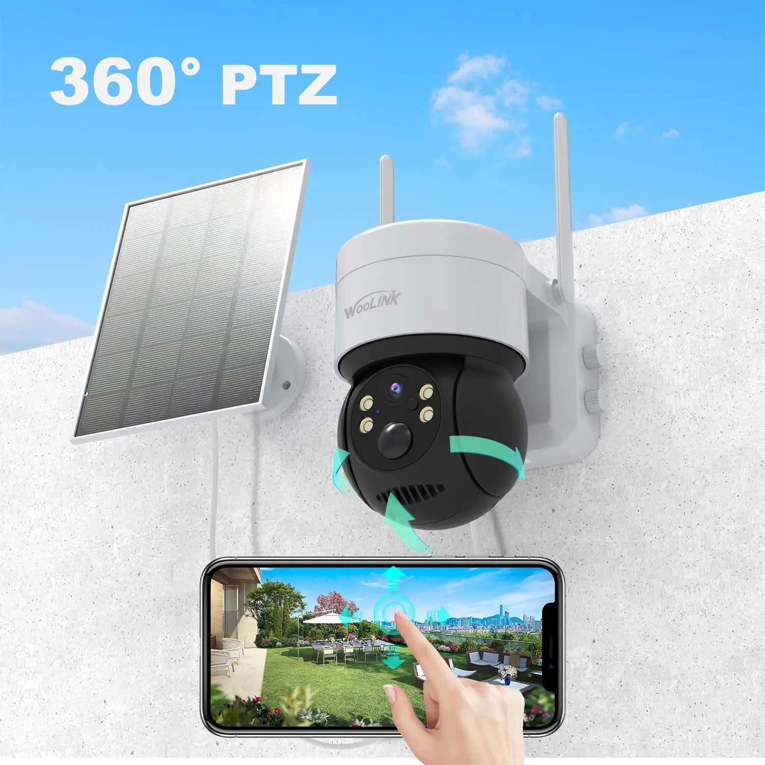 Solar Camera WiFi Outdoor 4MP HD Wireless Security CCTV Waterproof Night Vision Pan/Tilt  Surveillance Camera with Solar Panel