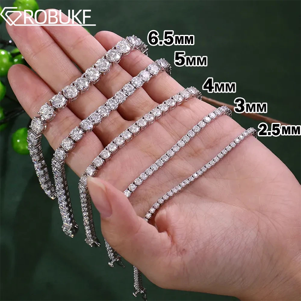 All Moissanite Tennis Bracelet For Women Men 3-6.5mm D Color Diamond 925 Sterling Silver Classic Bracelets with GRA Certificate