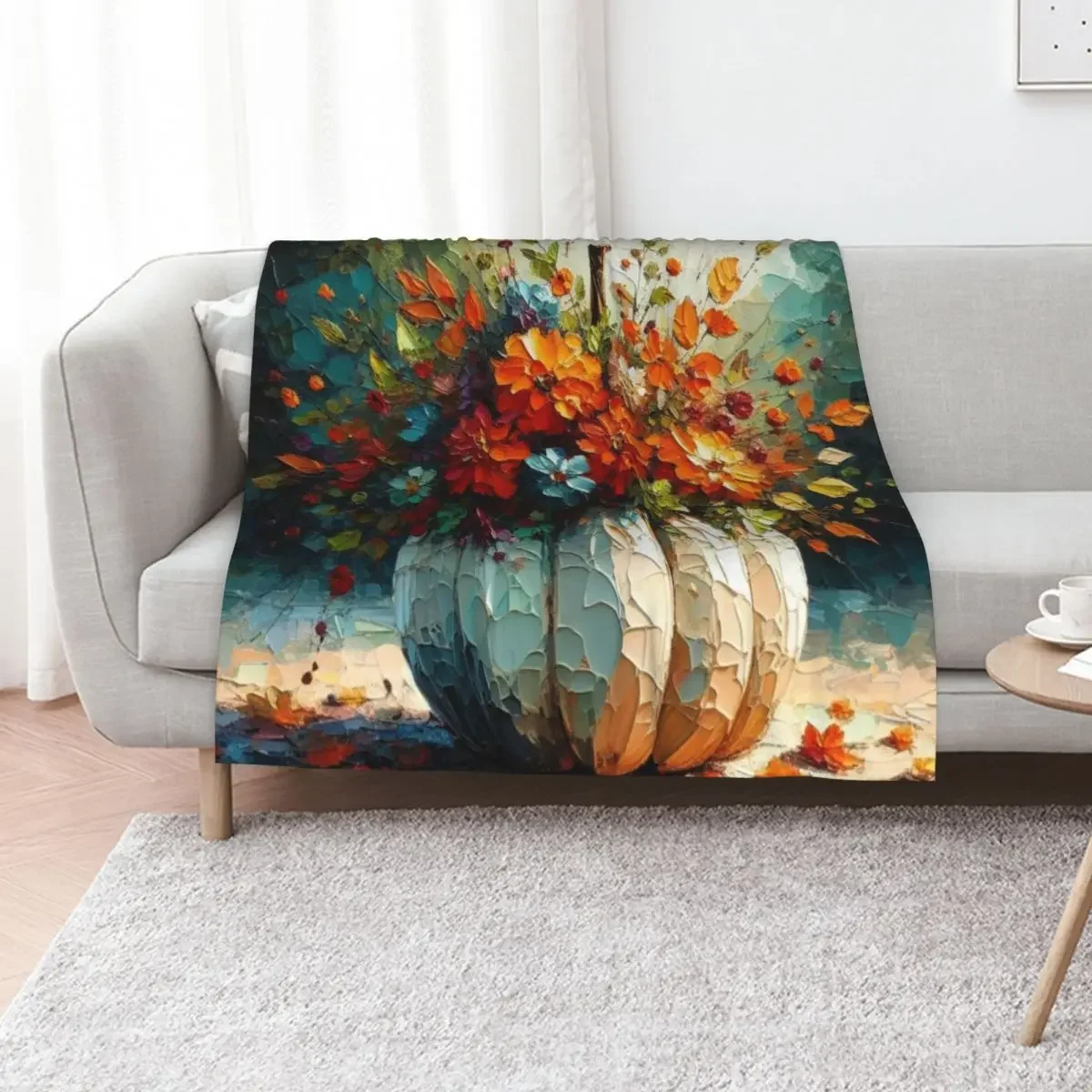 

White Pumpkin Bouquet Throw Blanket Bed For Sofa Thin Soft Plaid Decorative Throw Blankets