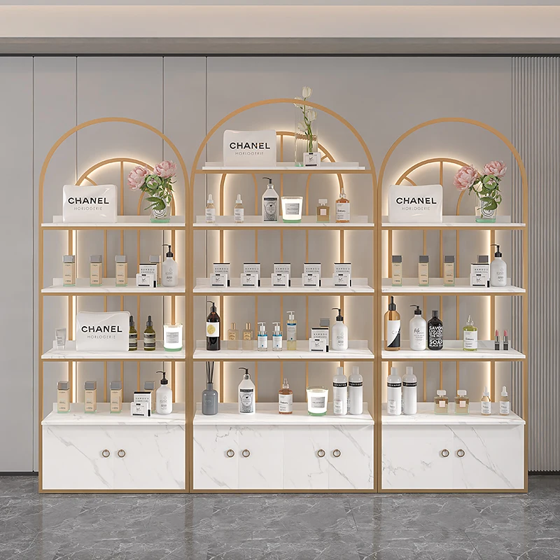 Beauty salon makeup and skincare product display rack, nail salon shelf display cabinet, light luxury and versatile