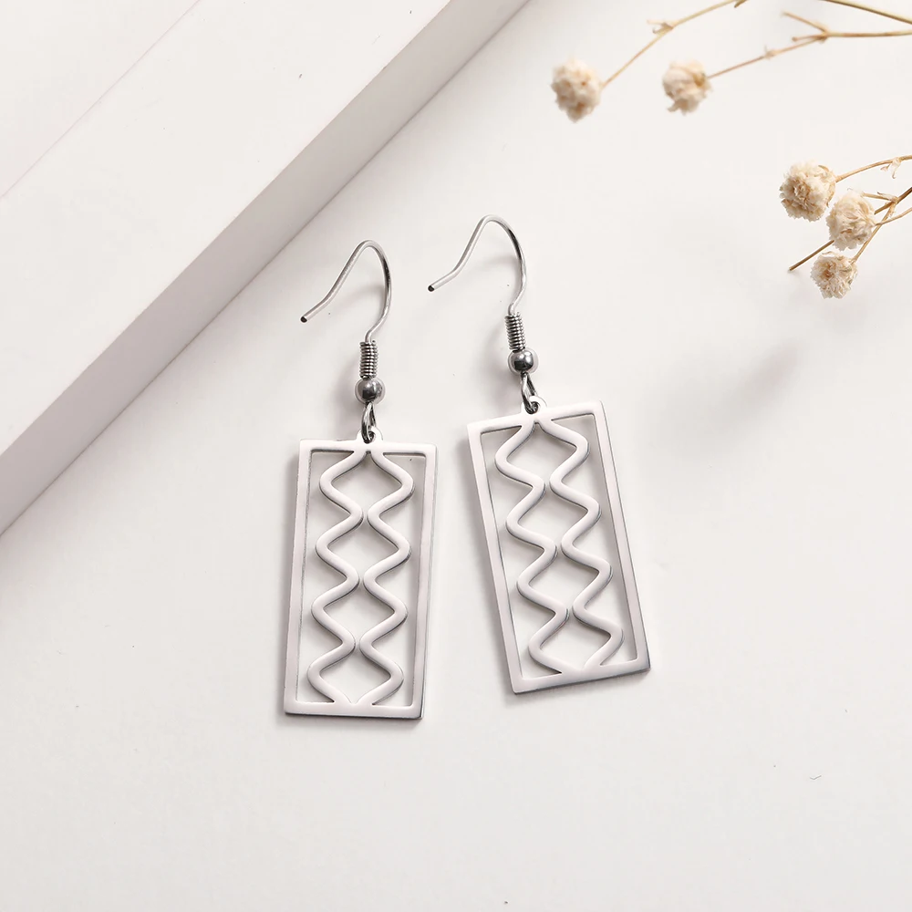 الحد الأدنى هندسية مربع بار قطرة استرخى أقراط للنساء الفولاذ المقاوم للصدأ الذهب اللون الموضة الحديثة القرط مجوهرات نسائية #4