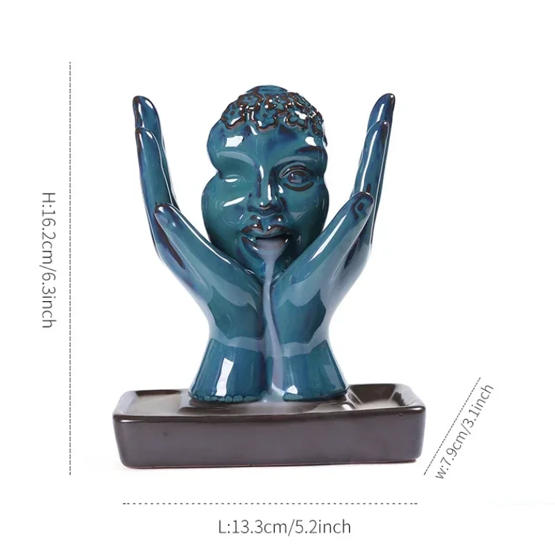 1pc,Ceramic Handicrafts Backflow Incense Burner Home Ornament for Meditation and Yoga Practice (Without Incense)