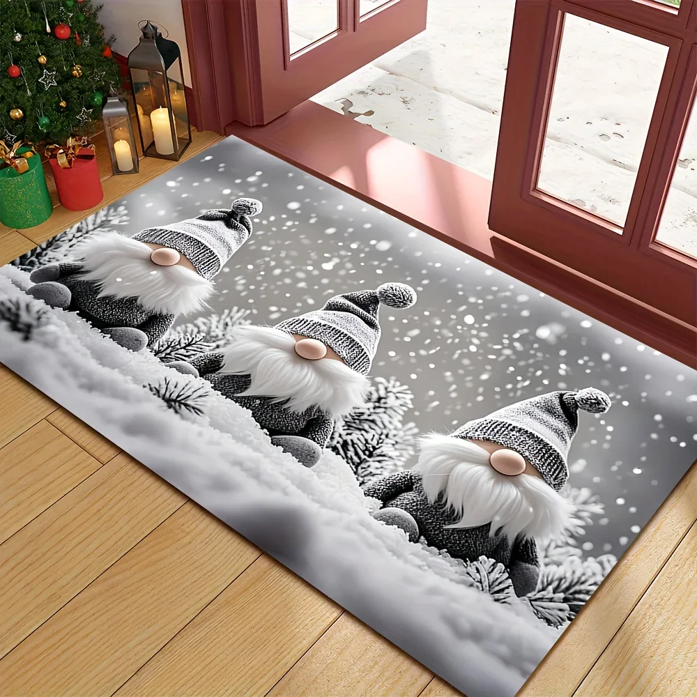 1pc Winter Snow Scene Dwarf Doormat, Non-slip Floor Mat, Suitable for Living Room, Bedroom, Bathroom, Holiday Home Decoration