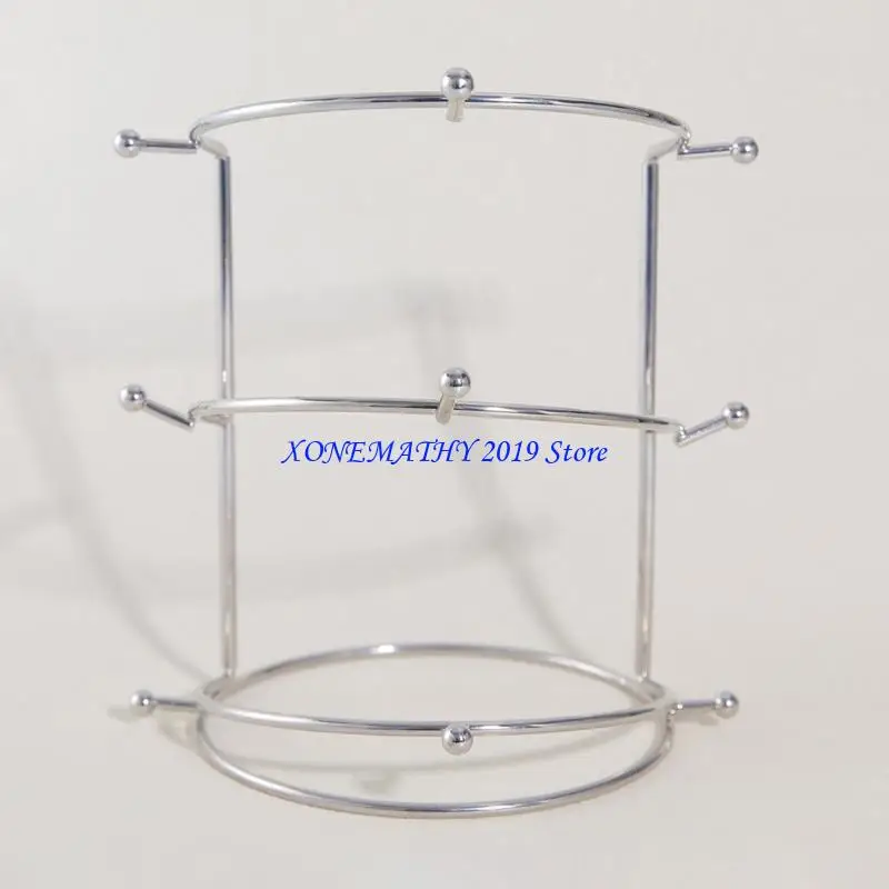 F42F الفولاذ المقاوم للصدأ أربع طبقة تاج شاشة رف حامل الشعر الكريستال حامل الدعم سهل تجميع موقف تخزين المجوهرات #5