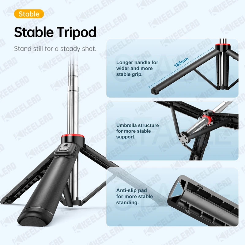 Treppiede per selfie stick con rotazione a 360° dall'aspetto, supporto portatile con telecomando wireless, per luci fotocamere digitali gopro, per smartphone