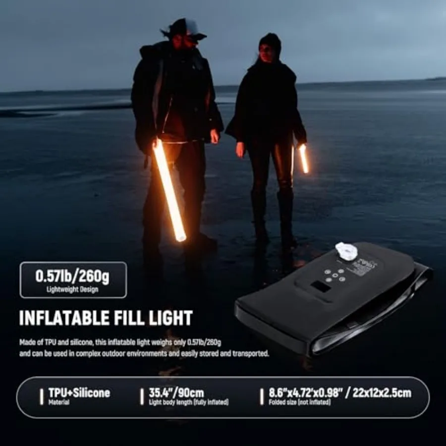 Basic 21W Handheld LED Fill Light 35.5"/90cm Bi Color Portable Inflatable TPU Video Lighting 2700-6500K 1300Lux 12 Effects CRI9 view 6