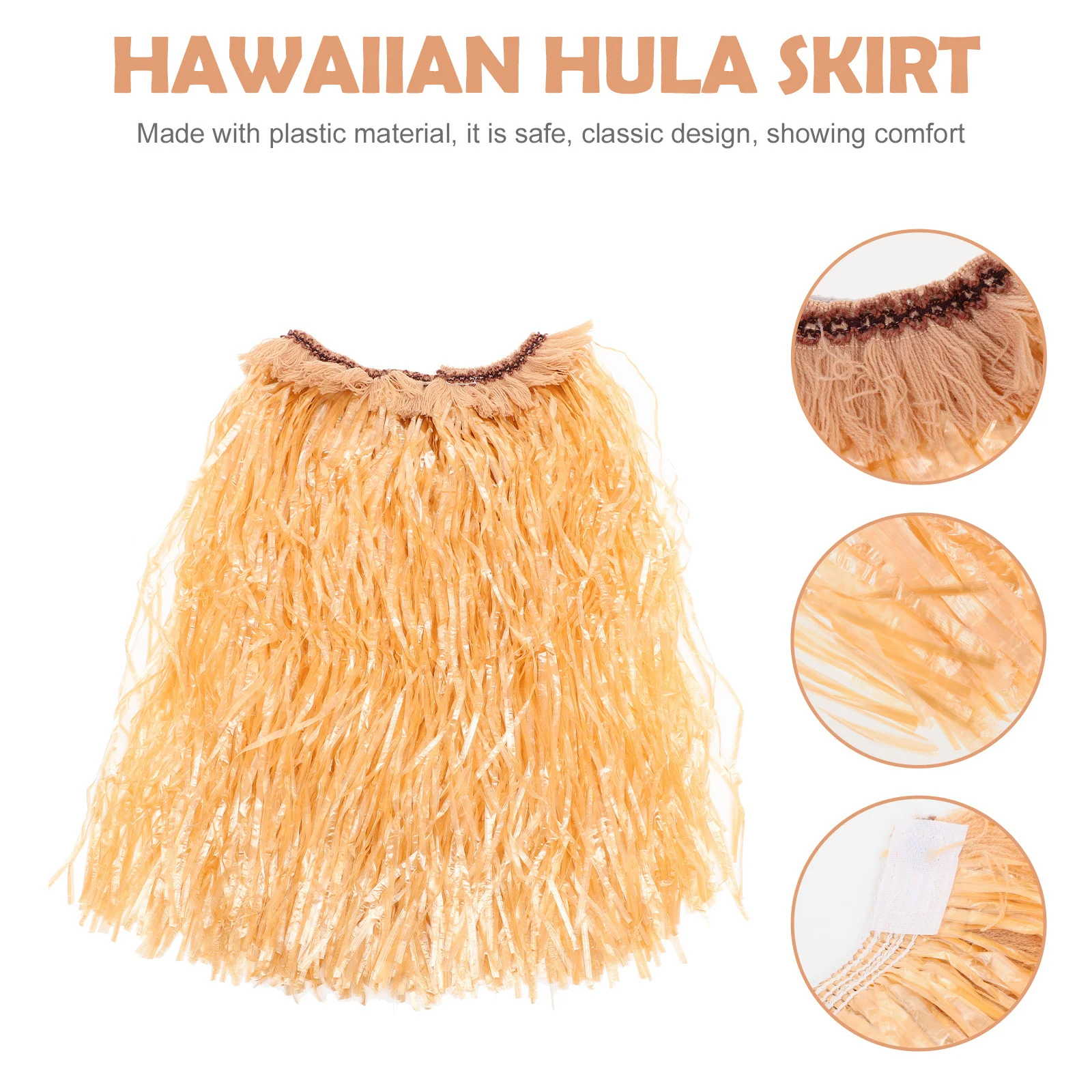 1세트 훌라 리프 스커트 탄력성 있는 하와이안 파티 의상 무대 공연 드레스 잔디 춤 스커트 축제 장식