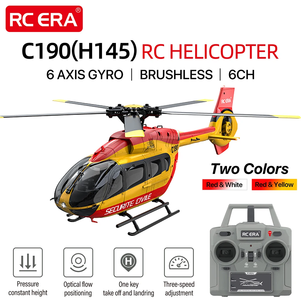 

RC ERA C190(H145) Вертолет Двойной Бесщеточный 6-канальный Оптический Позиционирование Потока 311 мм Длина 6-осевой Гироскоп 13 минут Полет RC Самолет