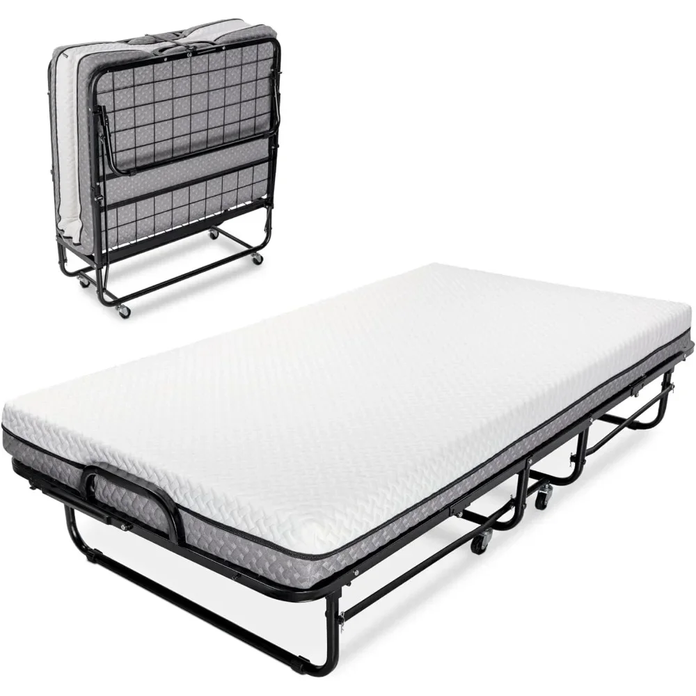 

Folding Bed, with Luxurious Memory Foam Mattress and a Super Strong Sturdy Frame, Dual-Sided Folding Bed