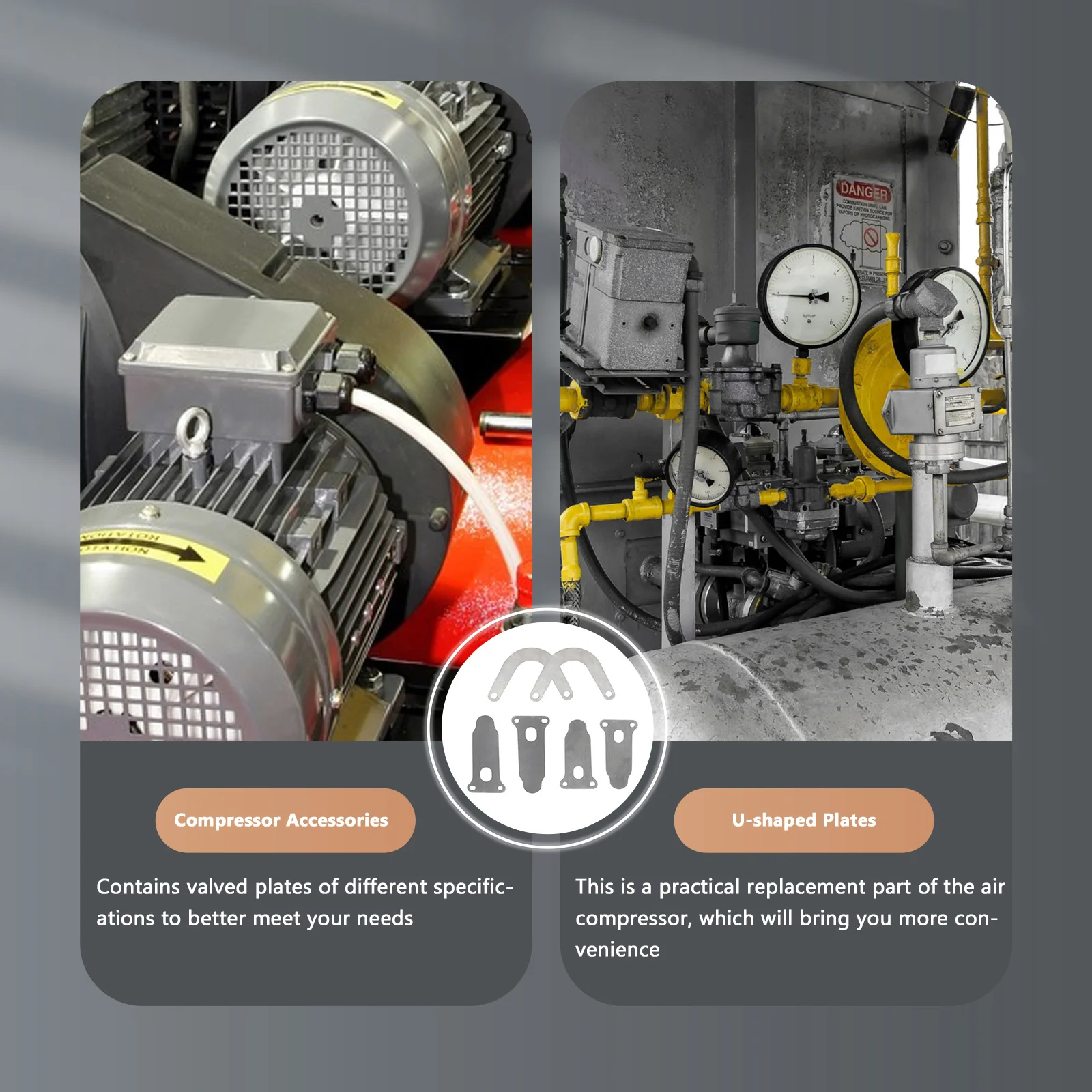 6 قطعة لوحات صمامات ضاغط الهواء لوحات متينة على شكل حرف U على شكل لسان أداء عمل فعال لوحة صمام ضاغط الهواء #1
