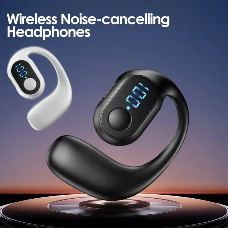 Single Ear Earpiece Bluetooth 5.3 Wireless Handsfree Headset with Mic Single Earphone for Samsung iPhone Android Sport Headphone