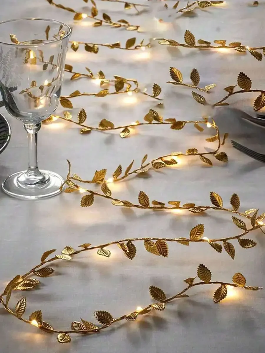 

Gold Leaf String Lights, Wedding Table Decor Lights, Indoor Wreath Decoration Lights , Suitable For Wedding