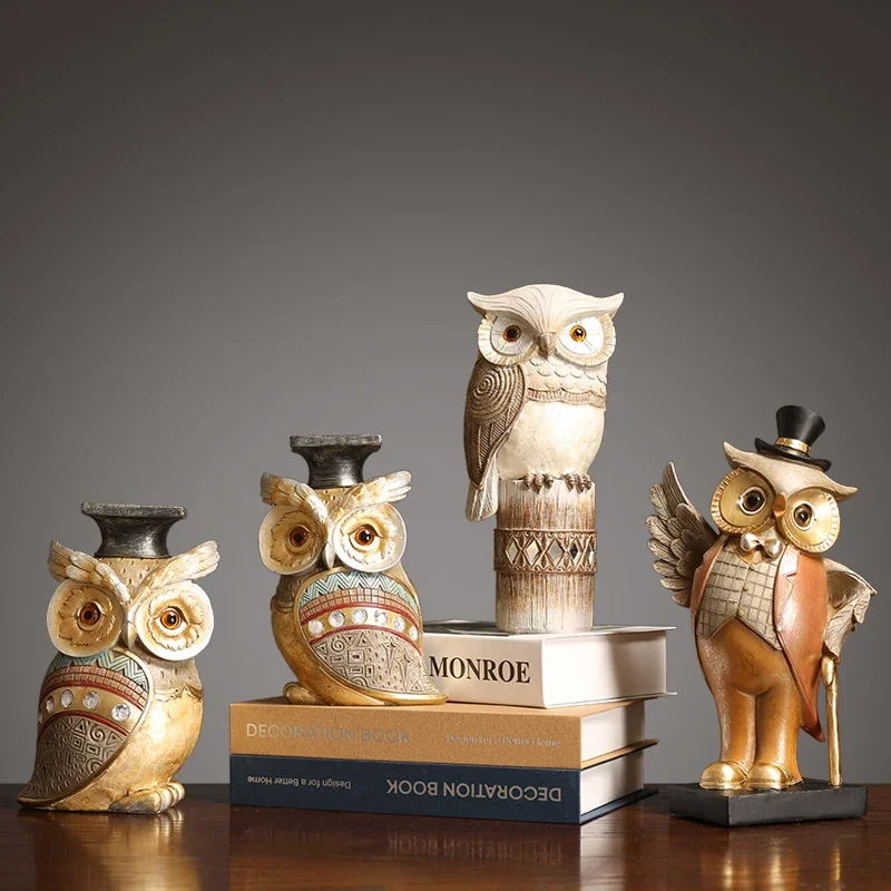 owl knick-knacks, creative home living room decoration, personalized wine cabinet, model room, store furnishings, handicrafts
