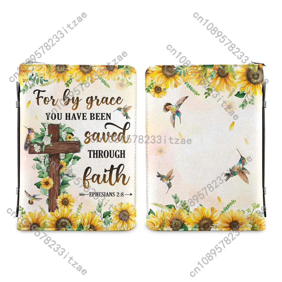 عباد الشمس الصليب الطنان تصميم حقيبة الكتاب المقدس الجلدية للنساء الكتاب المقدس الآية طباعة السيدات مقبض حقيبة يد 2024 غطاء الكتاب المقدس المخصص