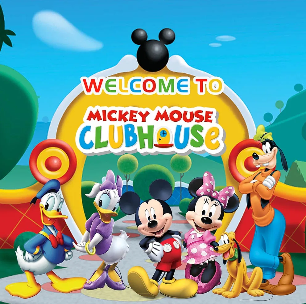 Disney Mickey Mouse Great Clubhouse Hunt Theme Happy Birthday Backgrounds Decors Vinyl Cloth Party Backdrops Baby Shower Banner