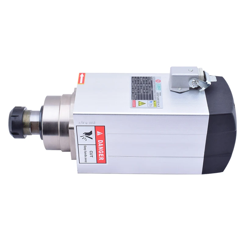 4.5 Kw Square Spindle ER32 380V AC Air Cooled CNC Spindle Motor For Wood Drilling 18000 RPM 2.39NM Torque