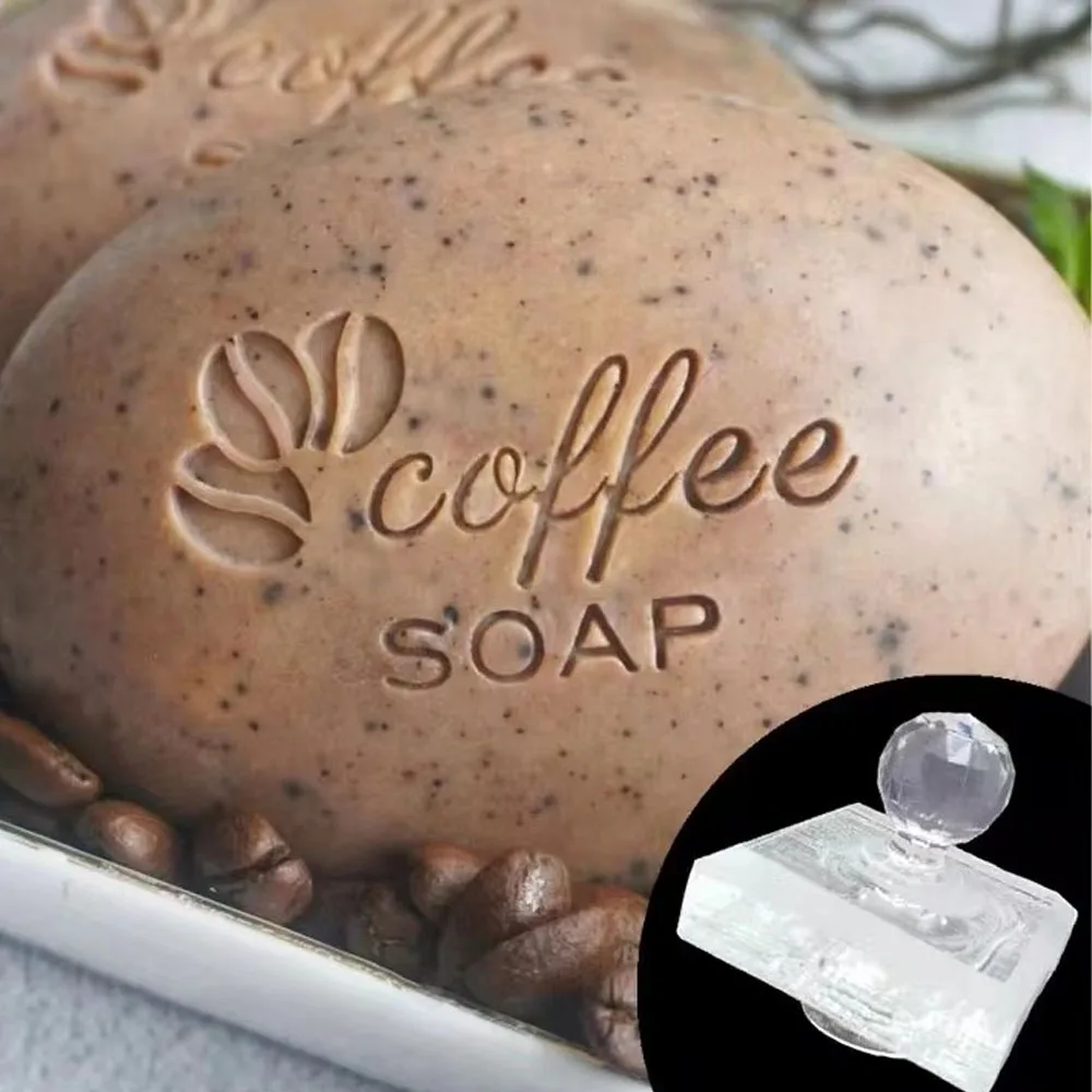 Coffee Beans Acrylic Soap Stamp Natural Transparent Custom Stamps For Making Soaps Chapter With Handle Handmade Seal Z0562KF